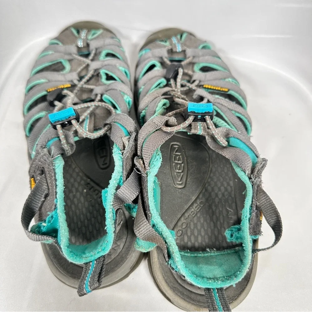 KEEN Whisper Women’s 8.5 Gray Teal Waterproof Hiking Sandals Closed Toe Gorpcore - Picture 9 of 12
